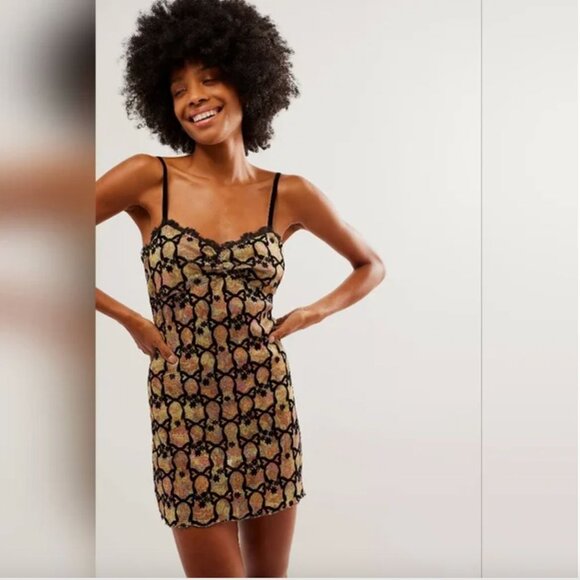 NWT Intimately Free People Lace & Bows Mini Slip Dress S Coquette Feminine Girly - Picture 1 of 10
